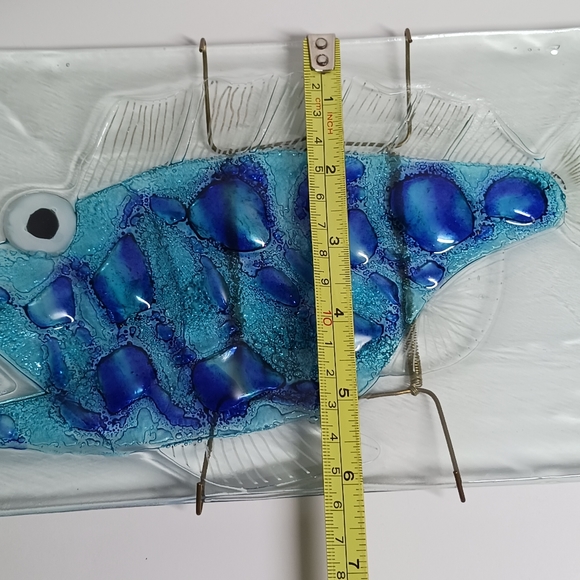Set of 3 Fused Art Glass Fish 🐟 on Clear Plates Wall Decor - Picture 6 of 15